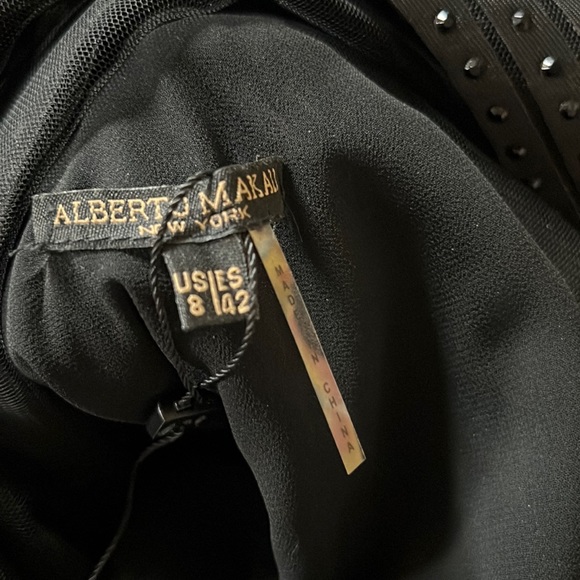 Alberto Makali Black Mesh, Ribbon and Crystal Studded Gown - Picture 11 of 13